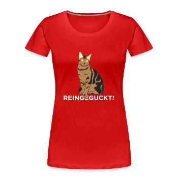 Regarde à l’intérieur - chat - T-shirt bio Premium Femme - rouge - Devant - Mia (176cm)
