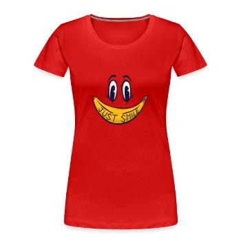 Bananen-Geschenk lächeln gerade Gesicht Shirt - Frauen Premium Bio T-Shirt - Rot - Vorne - Mia (176cm)