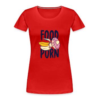Bananen-Geschenk-Lebensmittel-Porno-Donut Shirt - Frauen Premium Bio T-Shirt - Rot - Vorne - Mia (176cm)