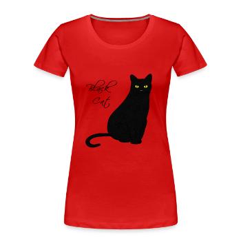 Black Cat - Women's Premium Organic T-Shirt - red - Front - Mia (176cm)