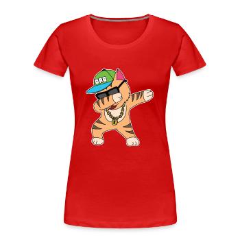 Chat, chat, banane, chaton, miaou, chat, chat, chat, dame - T-shirt bio Premium Femme - rouge - Devant - Mia (176cm)