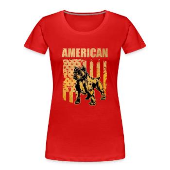 Pitbull amant chien de combat amour Amérique USA - T-shirt bio Premium Femme - rouge - Devant - Mia (176cm)