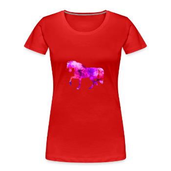Horse Funny Animals Blue-Pink Watercolor Tee Shirt Kin - Women's Premium Organic T-Shirt - red - Front - Mia (176cm)