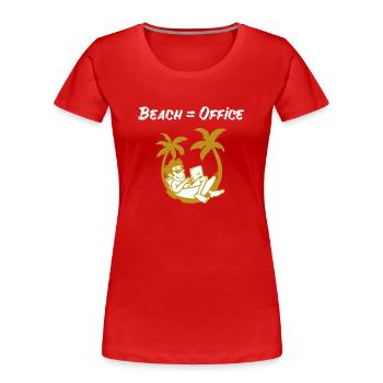 Digitaler Nomade Reisender Strand Laptop Palmen - Frauen Premium Bio T-Shirt - Rot - Vorne - Mia (176cm)