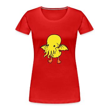 Release the Quackin squeaky duckling duck - Women's Premium Organic T-Shirt - red - Front - Mia (176cm)