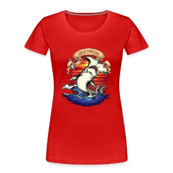 Requin-marteau animaux marins tatouage - T-shirt bio Premium Femme - rouge - Devant - Mia (176cm)