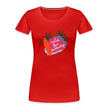 Summer saying beach surfing - Women's Premium Organic T-Shirt - red - Front - Mia (176cm)