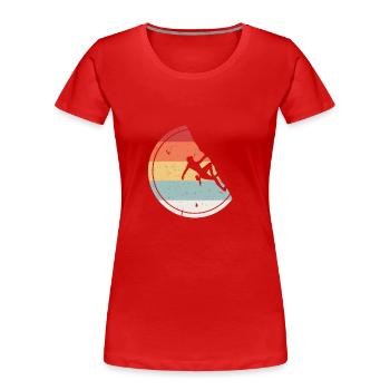 Climbing - Vintage Retro Bouldering Gift - Women's Premium Organic T-Shirt - red - Front - Mia (176cm)