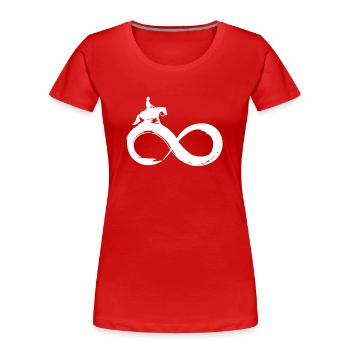 Infinity Sliding Stop Westernreiten - Frauen Premium Bio T-Shirt - Rot - Vorne - Mia (176cm)