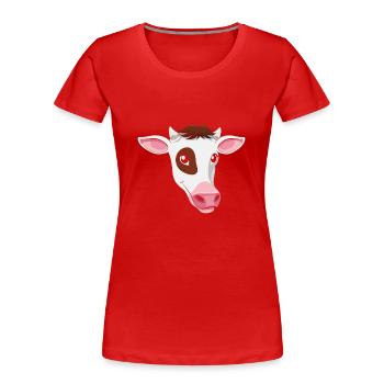 Chemise végétarienne végétarienne cadeau de visage de vache - T-shirt bio Premium Femme - rouge - Devant - Mia (176cm)
