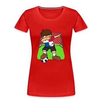 Panama Soccer Ball Dabbing Kid Panamanian Football - Women's Premium Organic T-Shirt - red - Front - Mia (176cm)