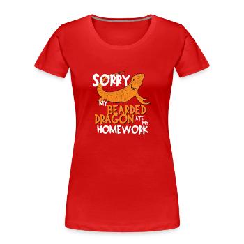 Chemise de lézard de dragons barbus drôle cadeau enfants - T-shirt bio Premium Femme - rouge - Devant - Mia (176cm)