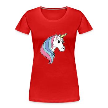 unicorn head mane colorful long hair - Women's Premium Organic T-Shirt - red - Front - Mia (176cm)