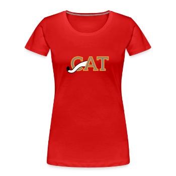 Katze, Katzendesign Geschenkidee - Frauen Premium Bio T-Shirt - Rot - Vorne - Mia (176cm)