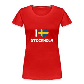 Stockholm - Frauen Premium Bio T-Shirt - Rot - Vorne - Mia (176cm)