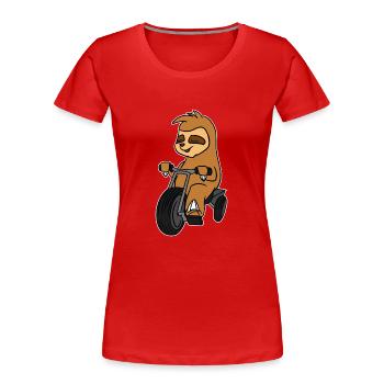 Sloth Riding Tricycle T-Shirt Animal In Trike - Women's Premium Organic T-Shirt - red - Front - Mia (176cm)
