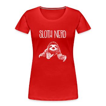 Sloth Nerd T-Shirt Cute Slow Moving Animal Lover - Women's Premium Organic T-Shirt - red - Front - Mia (176cm)