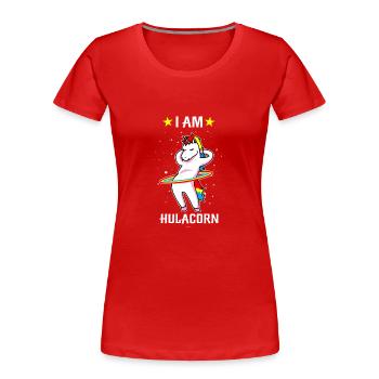 Hulacorn Einhorn Einhörner Geschenk - Frauen Premium Bio T-Shirt - Rot - Vorne - Mia (176cm)