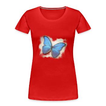 Schmetterling - Butterfly - Frauen Premium Bio T-Shirt - Rot - Vorne - Mia (176cm)