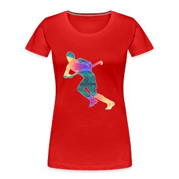 Hockey sur gazon - T-shirt bio Premium Femme - rouge - Devant - Mia (176cm)
