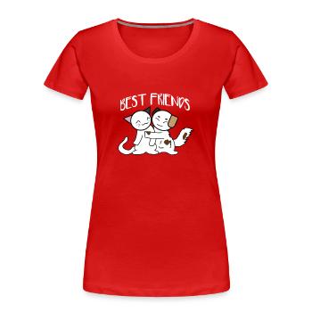 Beste Freunde Katzen Motiv Mietzekatze Kätzchen - Frauen Premium Bio T-Shirt - Rot - Vorne - Mia (176cm)