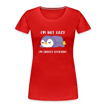Pinguin - Pinguine - Pinguinmotiv - Faulenzer - Frauen Premium Bio T-Shirt - Rot - Vorne - Mia (176cm)