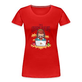 Video Game Developer - Videogame Developer - Women's Premium Organic T-Shirt - red - Front - Mia (176cm)
