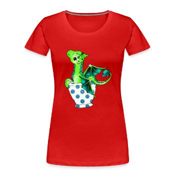 Drache in der Tasse Fabelwesen - Frauen Premium Bio T-Shirt - Rot - Vorne - Mia (176cm)