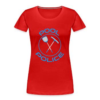 POOL POLIZEI FUN / Coole Pool-Überwachung - Frauen Premium Bio T-Shirt - Rot - Vorne - Mia (176cm)