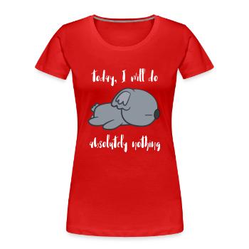 Koala - Koalas - T-shirt Koala - Lazybear - Lazy - T-shirt bio Premium Femme - rouge - Devant - Mia (176cm)