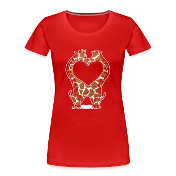 Giraffe Love Shirt - Women's Premium Organic T-Shirt - red - Front - Mia (176cm)