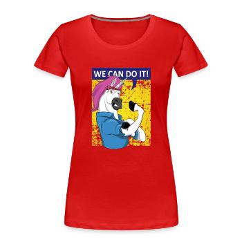 We can do it Unicorn Einhorn Frauenpower Girlpower - Frauen Premium Bio T-Shirt - Rot - Vorne - Mia (176cm)