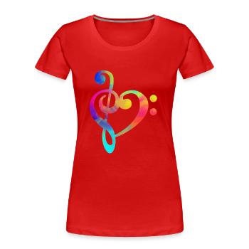 Clef Bass Clef Shirt Musicien musicien - T-shirt bio Premium Femme - rouge - Devant - Mia (176cm)