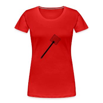 Schwarze Fliegenklatsche - Frauen Premium Bio T-Shirt - Rot - Vorne - Mia (176cm)