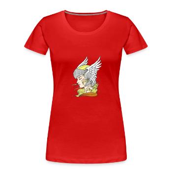 Wallküre - Frauen Premium Bio T-Shirt - Rot - Vorne - Mia (176cm)