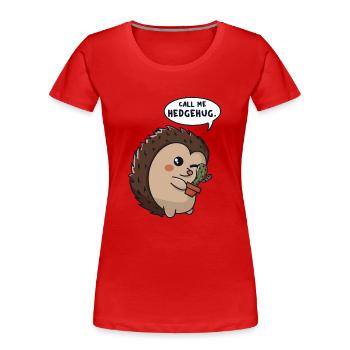 Hedgehog cuddles cactus - Women's Premium Organic T-Shirt - red - Front - Mia (176cm)