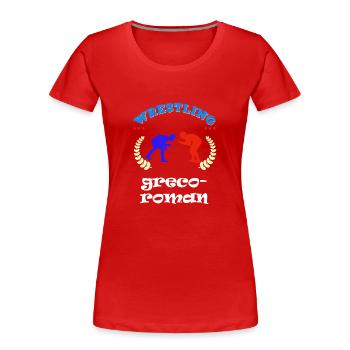 greco roman wrestling wrestler ringsport competition - Women's Premium Organic T-Shirt - red - Front - Mia (176cm)