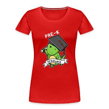 Vor-K graduierter Dinosaurier - lustiges Abschluss-Geschenk - Frauen Premium Bio T-Shirt - Rot - Vorne - Mia (176cm)
