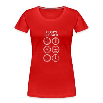 Aviation - Six Pack Pilote - Cadeau - T-shirt bio Premium Femme - rouge - Devant - Mia (176cm)
