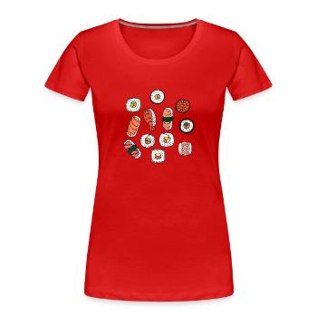 Sushi asiatique alimentaire Fast Foodie Foodie baguettes - T-shirt bio Premium Femme - rouge - Devant - Mia (176cm)