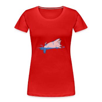 Cochon à la natation - T-shirt bio Premium Femme - rouge - Devant - Mia (176cm)