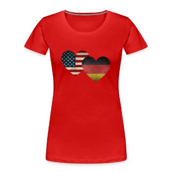 Deutsch Amerikanische Liebe - Frauen Premium Bio T-Shirt - Rot - Vorne - Mia (176cm)