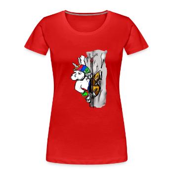 Licorne d'escalade - T-shirt bio Premium Femme - rouge - Devant - Mia (176cm)
