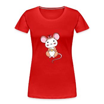 Maus Tiere Käse Fantasy Kinder Comic Cartoon - Frauen Premium Bio T-Shirt - Rot - Vorne - Mia (176cm)