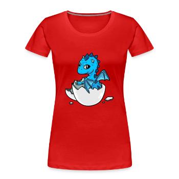Petit Mignon Bébé Dragon Hatch Oeuf en coquille d’oeuf - T-shirt bio Premium Femme - rouge - Devant - Mia (176cm)