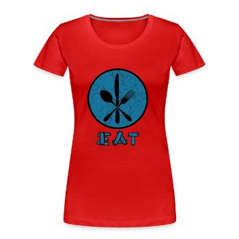 Eat with cutlery - eat with cutlery - Women's Premium Organic T-Shirt - red - Front - Mia (176cm)