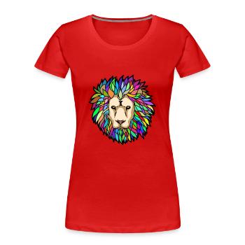 Léo Lion Tête de Lion Animaux Animaux Signe du Zodiaque - T-shirt bio Premium Femme - rouge - Devant - Mia (176cm)