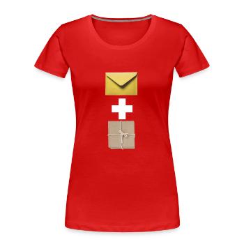 Courrier, courrier, colis. - T-shirt bio Premium Femme - rouge - Devant - Mia (176cm)
