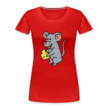 Mouse Cheese Rodent Mouse Hunger Pets Baby - Women's Premium Organic T-Shirt - red - Front - Mia (176cm)