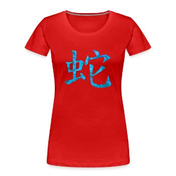 Chinesisch Schlange - Frauen Premium Bio T-Shirt - Rot - Vorne - Mia (176cm)